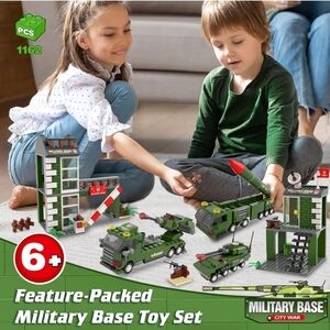 City War Military Base Building Blocl Set With Storage Bucket